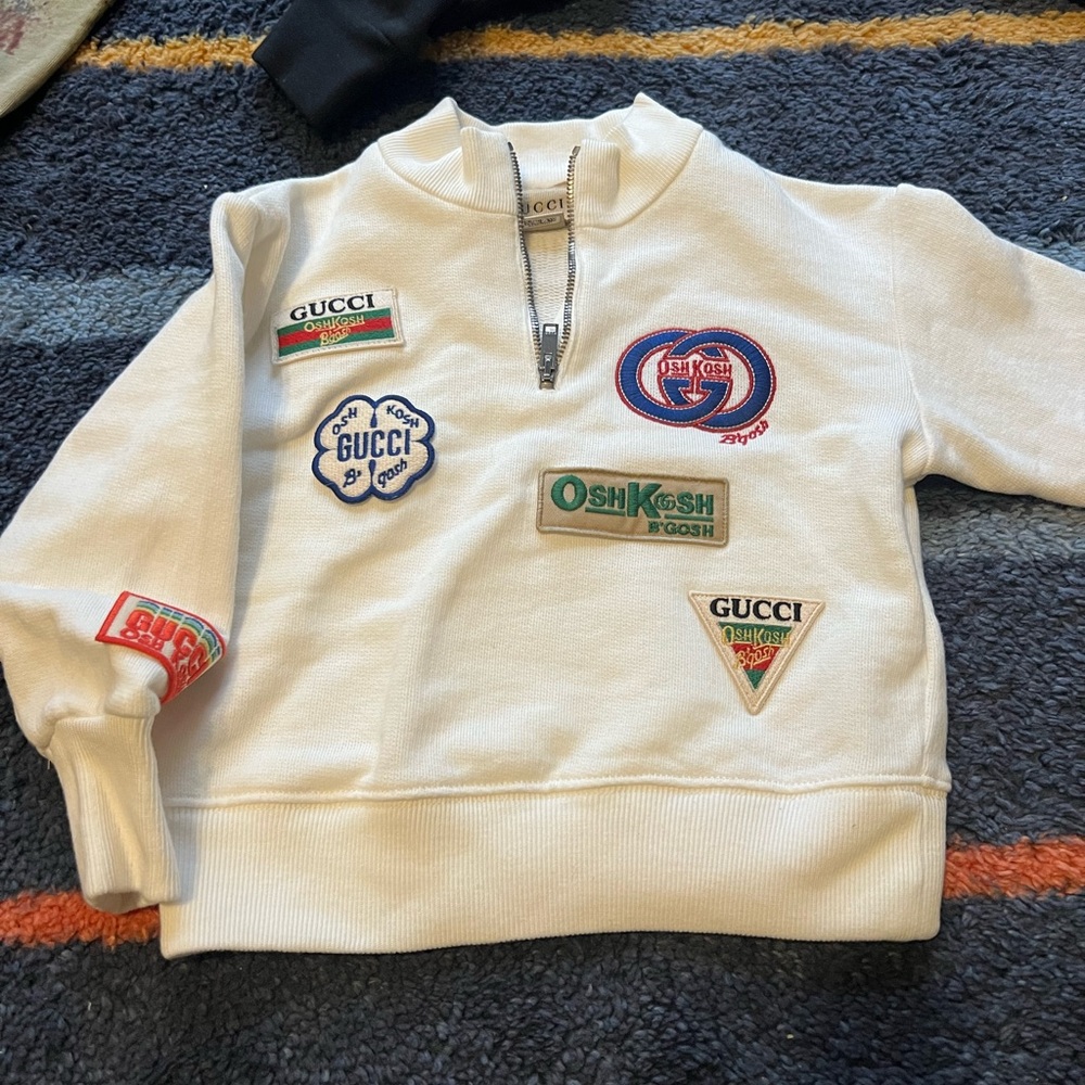Gucci Kids White Sweater with Colorful Patches